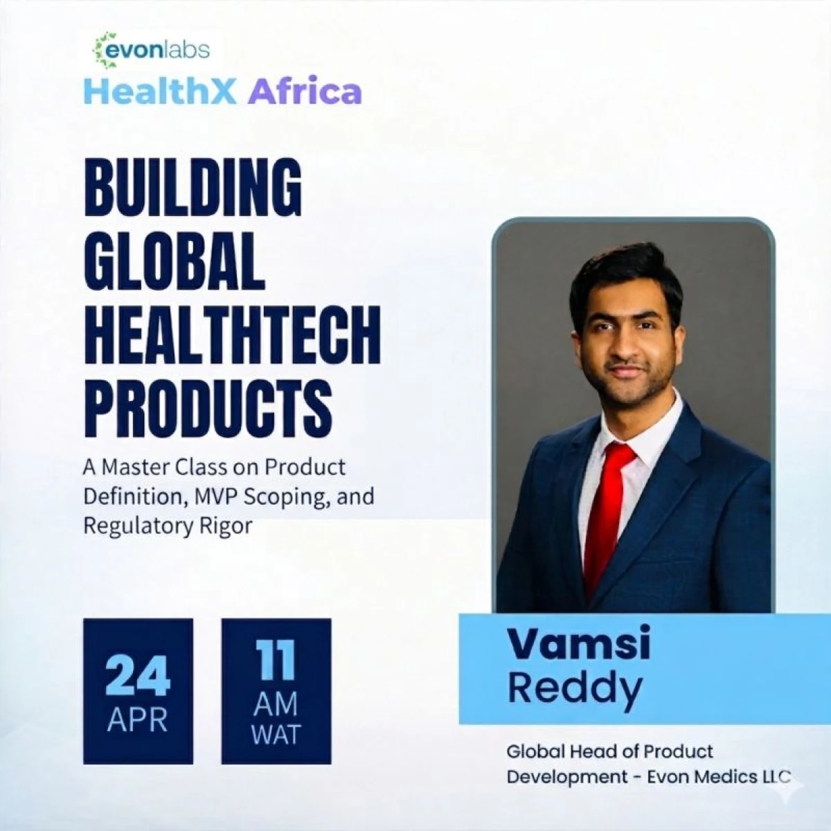 HealthX Africa session poster featuring Vamsi Reddy