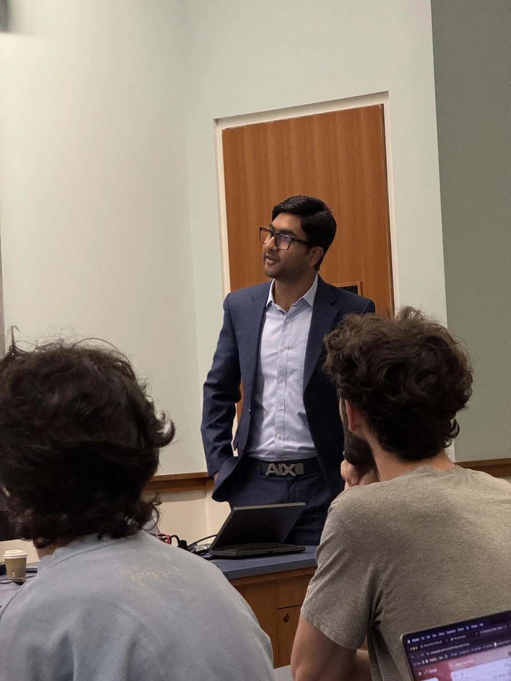 Vamsi Reddy lecturing to students at Johns Hopkins University (3 of 4)